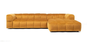 Holmen Sjeselong Sofa Velour Gul Velour Holmen / Høyre