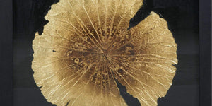 Innrammet lotusblad i gull 114x6x114 cm