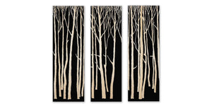 Trær håndskåret bilde i 3 deler